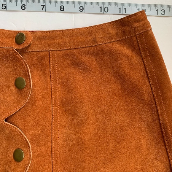 Free People Leather Scallop Mini Skirt Size 4 - Picture 4 of 7